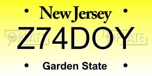 Z74DOY New Jersey License Plate