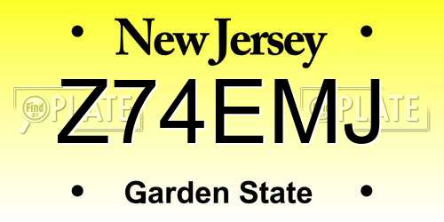 Z74EMJ New Jersey License Plate