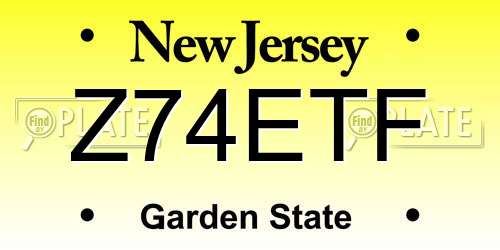 Z74ETF New Jersey License Plate