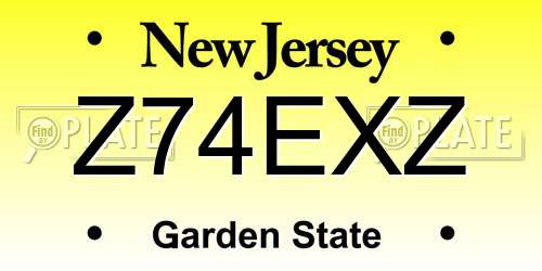 Z74EXZ New Jersey License Plate