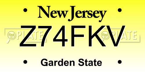 Z74FKV New Jersey License Plate