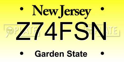 Z74FSN New Jersey License Plate