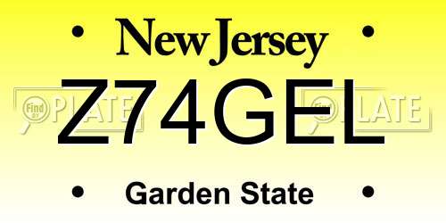 Z74GEL New Jersey License Plate