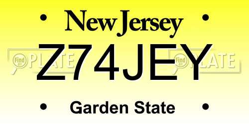 Z74JEY New Jersey License Plate