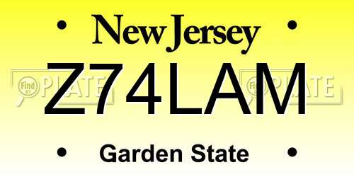 Z74LAM New Jersey License Plate
