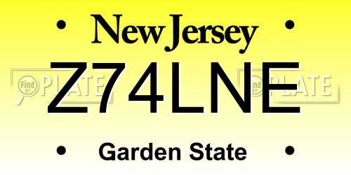 Z74LNE New Jersey License Plate