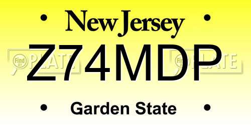 Z74MDP New Jersey License Plate