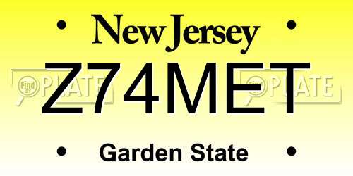 Z74MET New Jersey License Plate