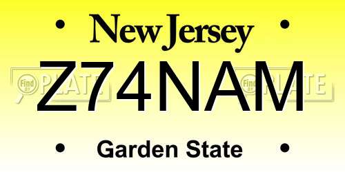 Z74NAM New Jersey License Plate