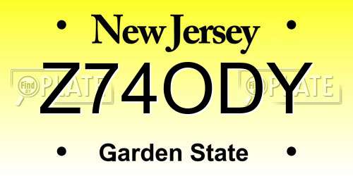 Z74ODY New Jersey License Plate