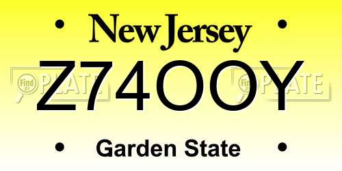 Z74OOY New Jersey License Plate