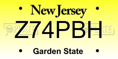 Z74PBH New Jersey License Plate