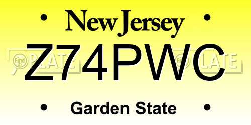 Z74PWC New Jersey License Plate