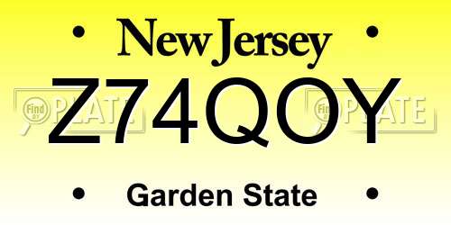 Z74QOY New Jersey License Plate
