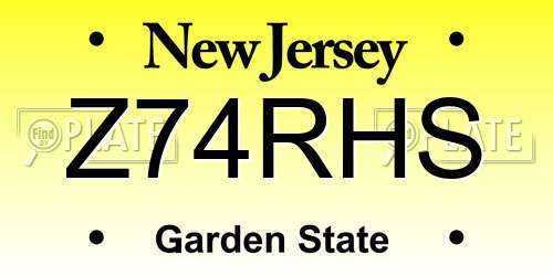 Z74RHS New Jersey License Plate
