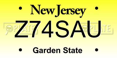 Z74SAU New Jersey License Plate