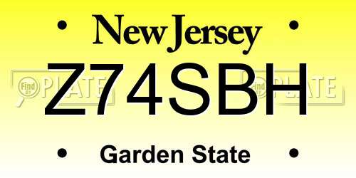 Z74SBH New Jersey License Plate