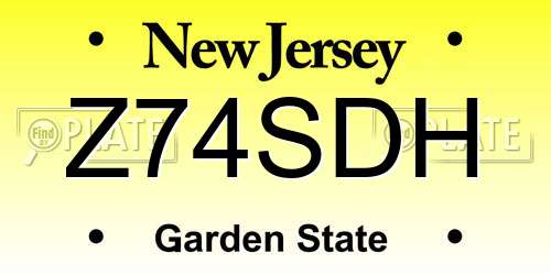 Z74SDH New Jersey License Plate