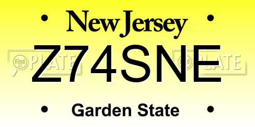 Z74SNE New Jersey License Plate