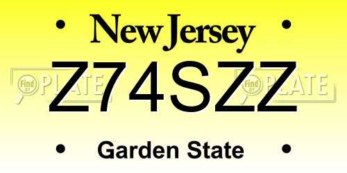 Z74SZZ New Jersey License Plate