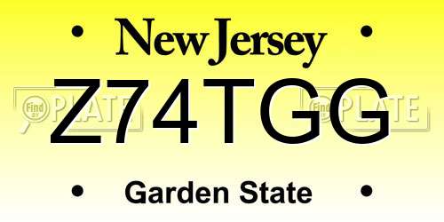 Z74TGG New Jersey License Plate