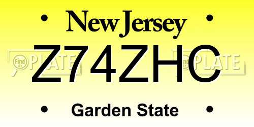 Z74ZHC New Jersey License Plate