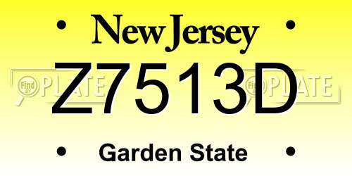 Z7513D New Jersey License Plate