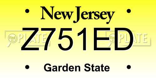 Z751ED New Jersey License Plate