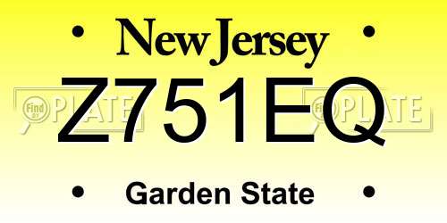 Z751EQ New Jersey License Plate