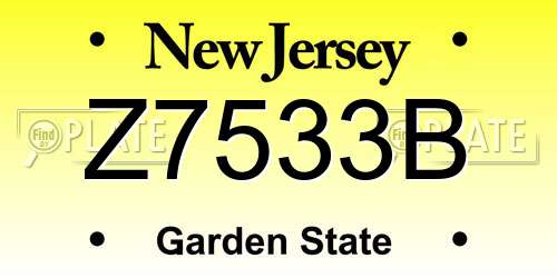 Z7533B New Jersey License Plate
