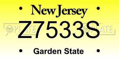 Z7533S New Jersey License Plate