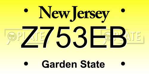 Z753EB New Jersey License Plate