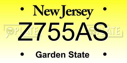 Z755AS New Jersey License Plate