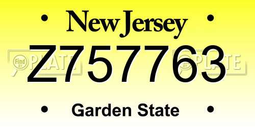 Z757763 New Jersey License Plate