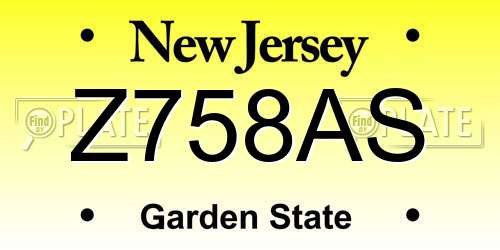 Z758AS New Jersey License Plate