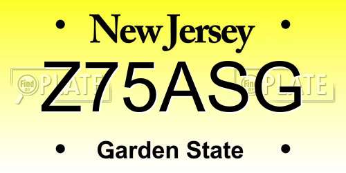 Z75ASG New Jersey License Plate