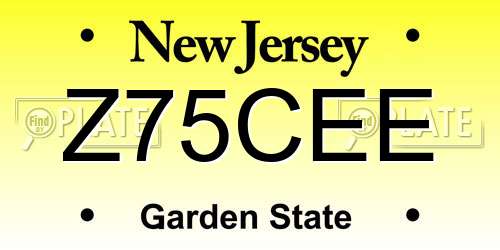 Z75CEE New Jersey License Plate