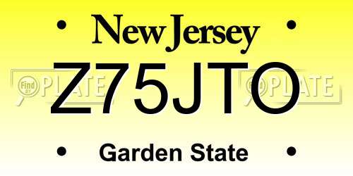 Z75JTO New Jersey License Plate