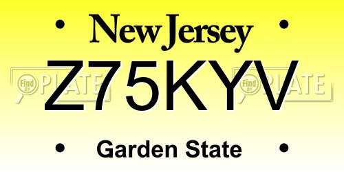 Z75KYV New Jersey License Plate
