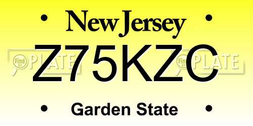 Z75KZC New Jersey License Plate