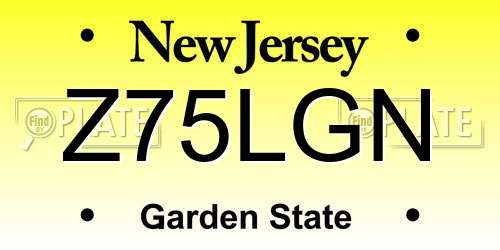 Z75LGN New Jersey License Plate