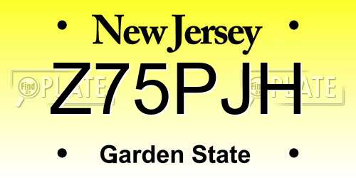 Z75PJH New Jersey License Plate