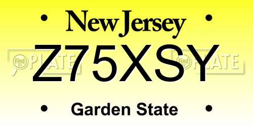 Z75XSY New Jersey License Plate