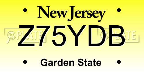 Z75YDB New Jersey License Plate