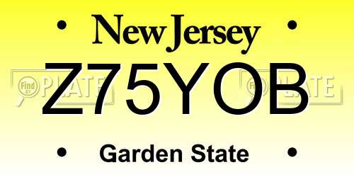 Z75YOB New Jersey License Plate