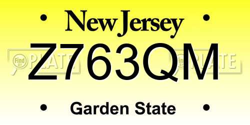 Z763QM New Jersey License Plate