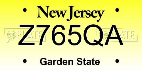 Z765QA New Jersey License Plate