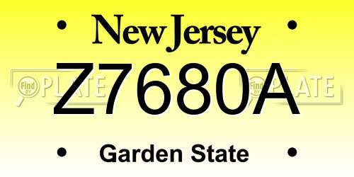 Z7680A New Jersey License Plate