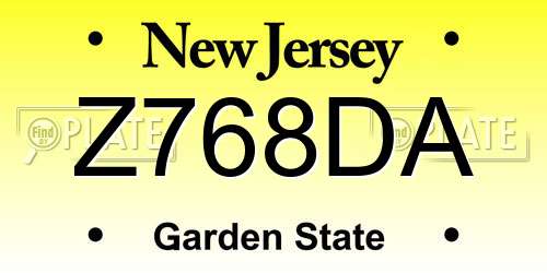 Z768DA New Jersey License Plate