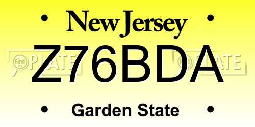 Z76BDA New Jersey License Plate